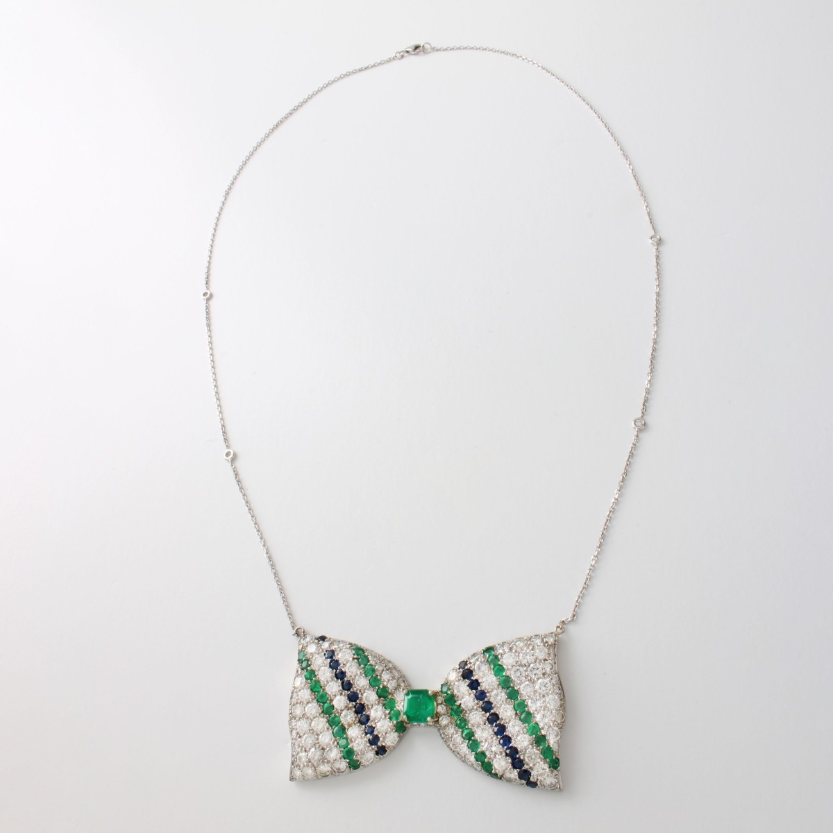 Gemstone and Platinum Pendant Necklace