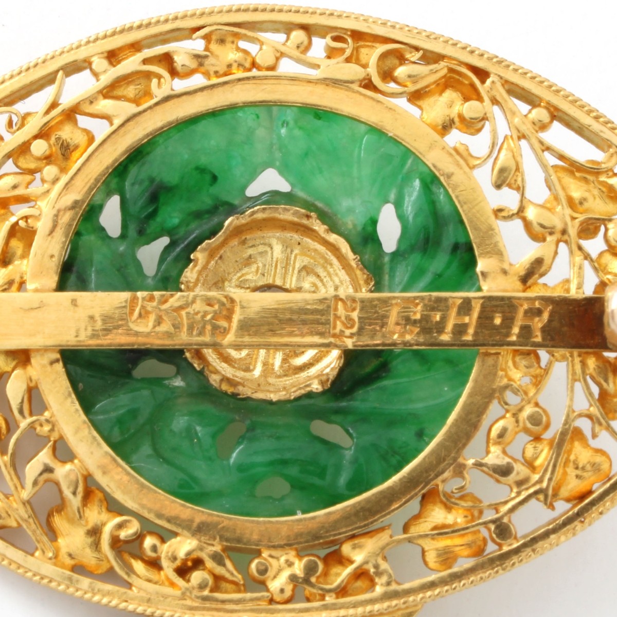 Jade and 22K Pendant / Brooch