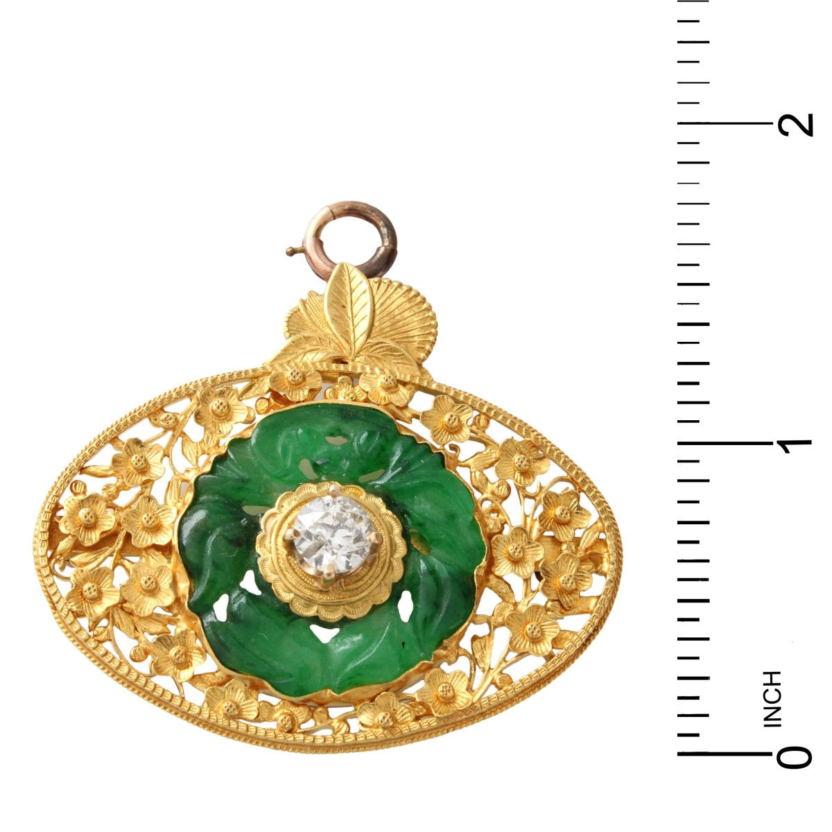 Jade and 22K Pendant / Brooch