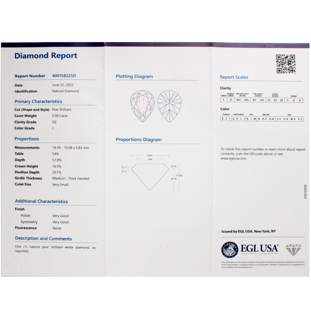 EGL Diamond and Platinum Ring