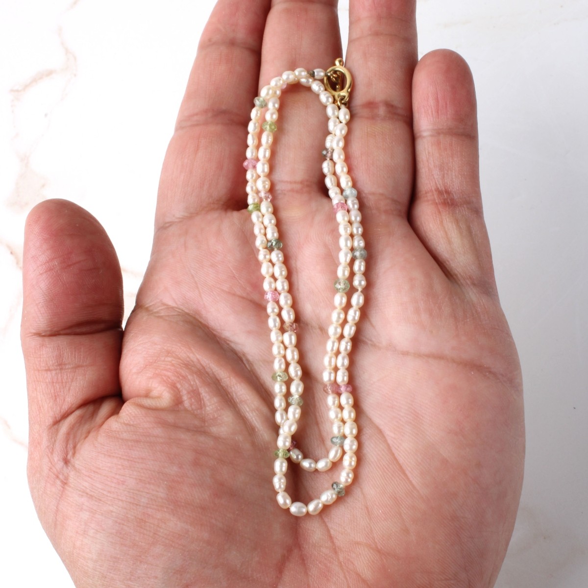 Tourmaline, Pearl and 18K Necklace