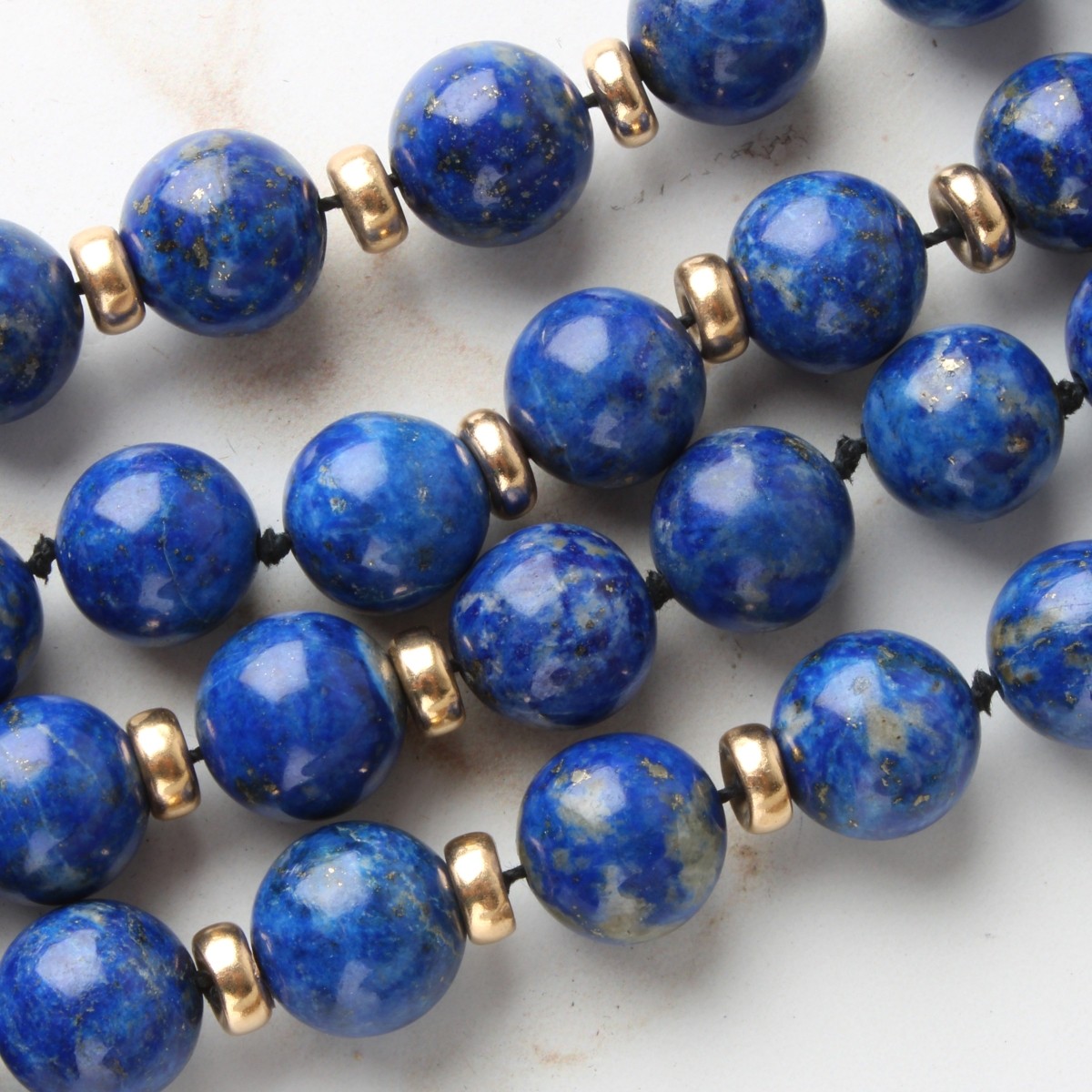 Vintage Single Strand 12mm Lapis Lazuli Bead Neckl