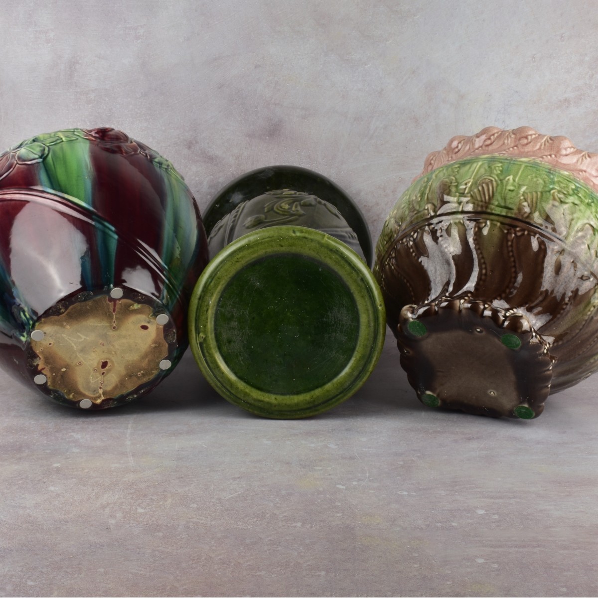 Majolica Pedestal and Jardinieres