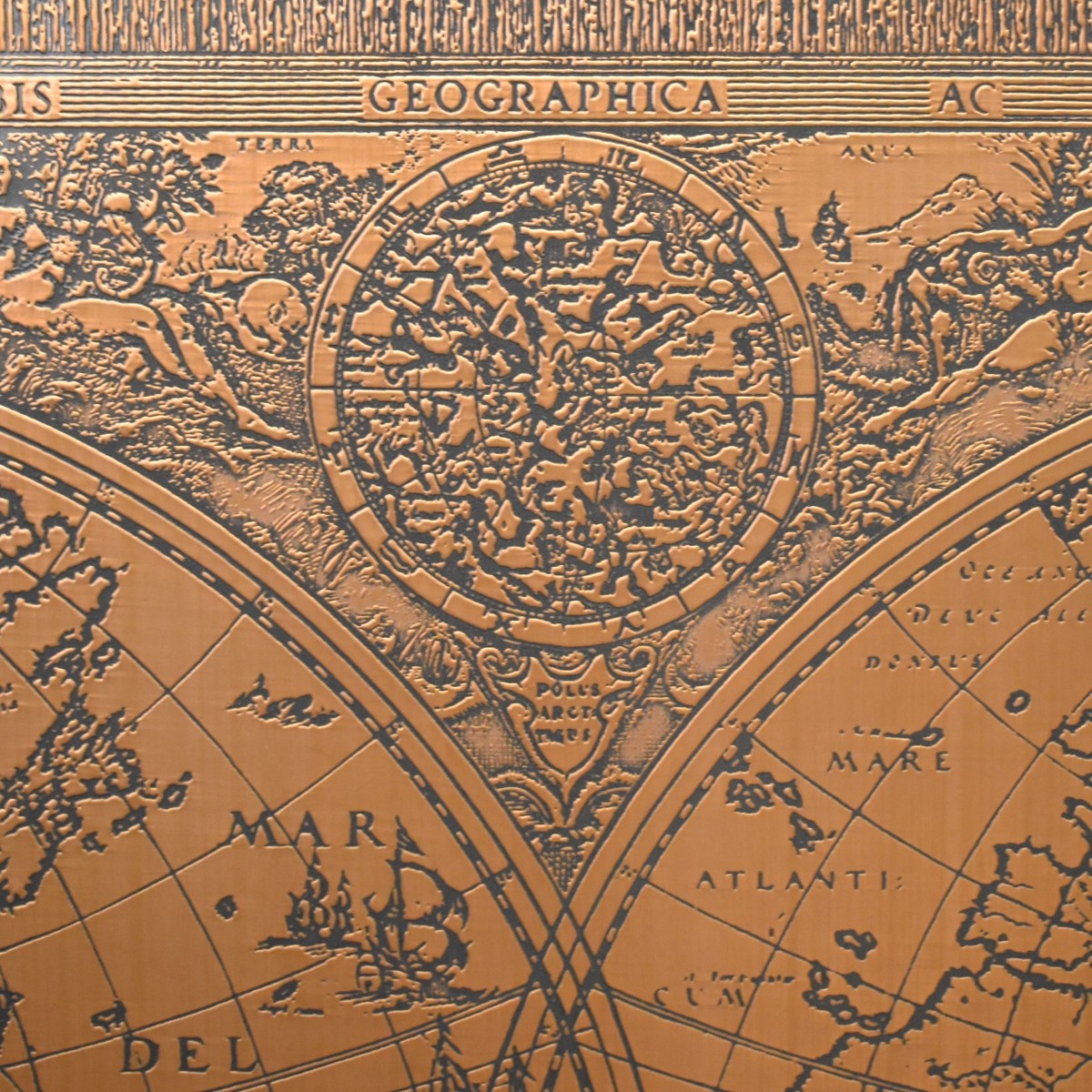 Embossed Copper World Map