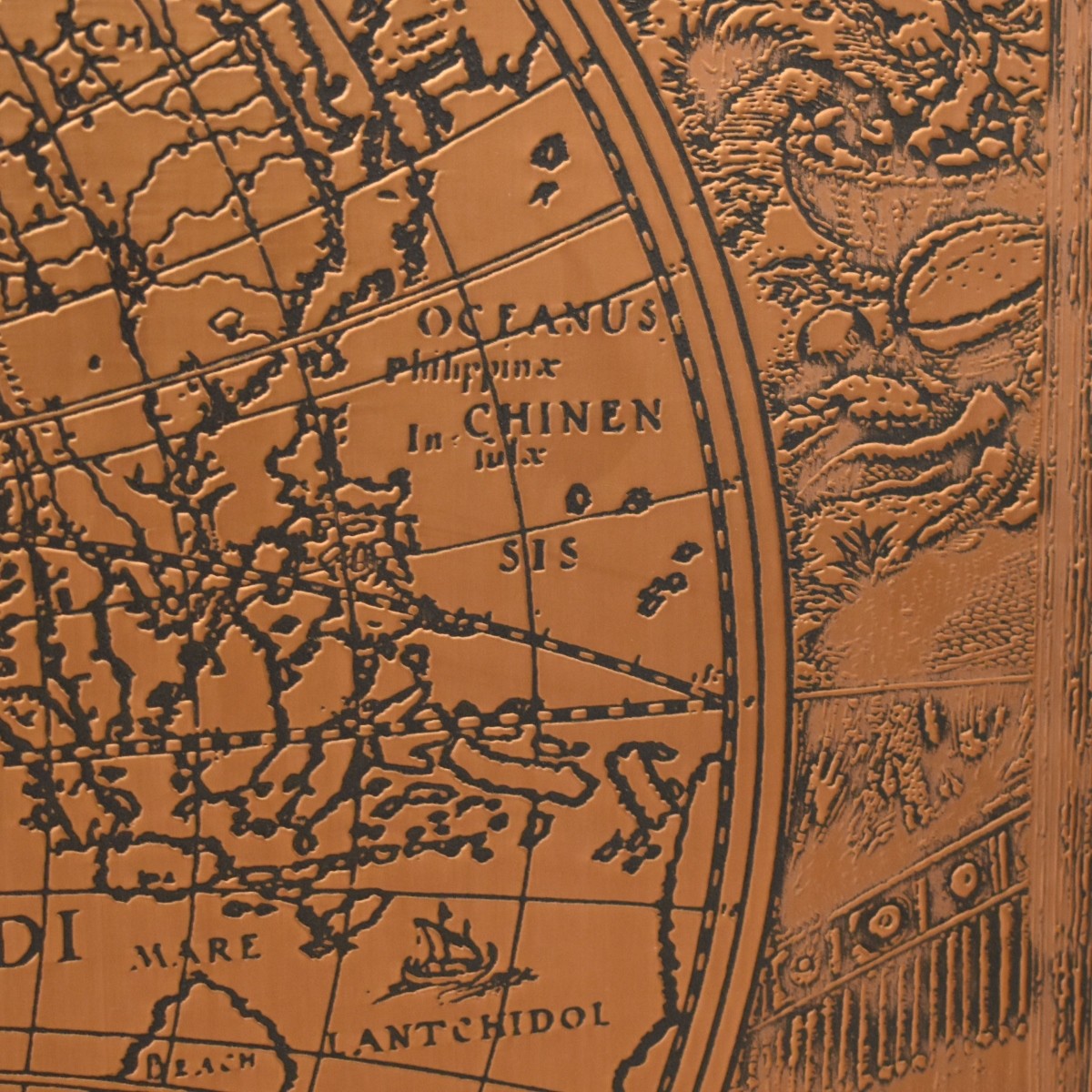 Embossed Copper World Map