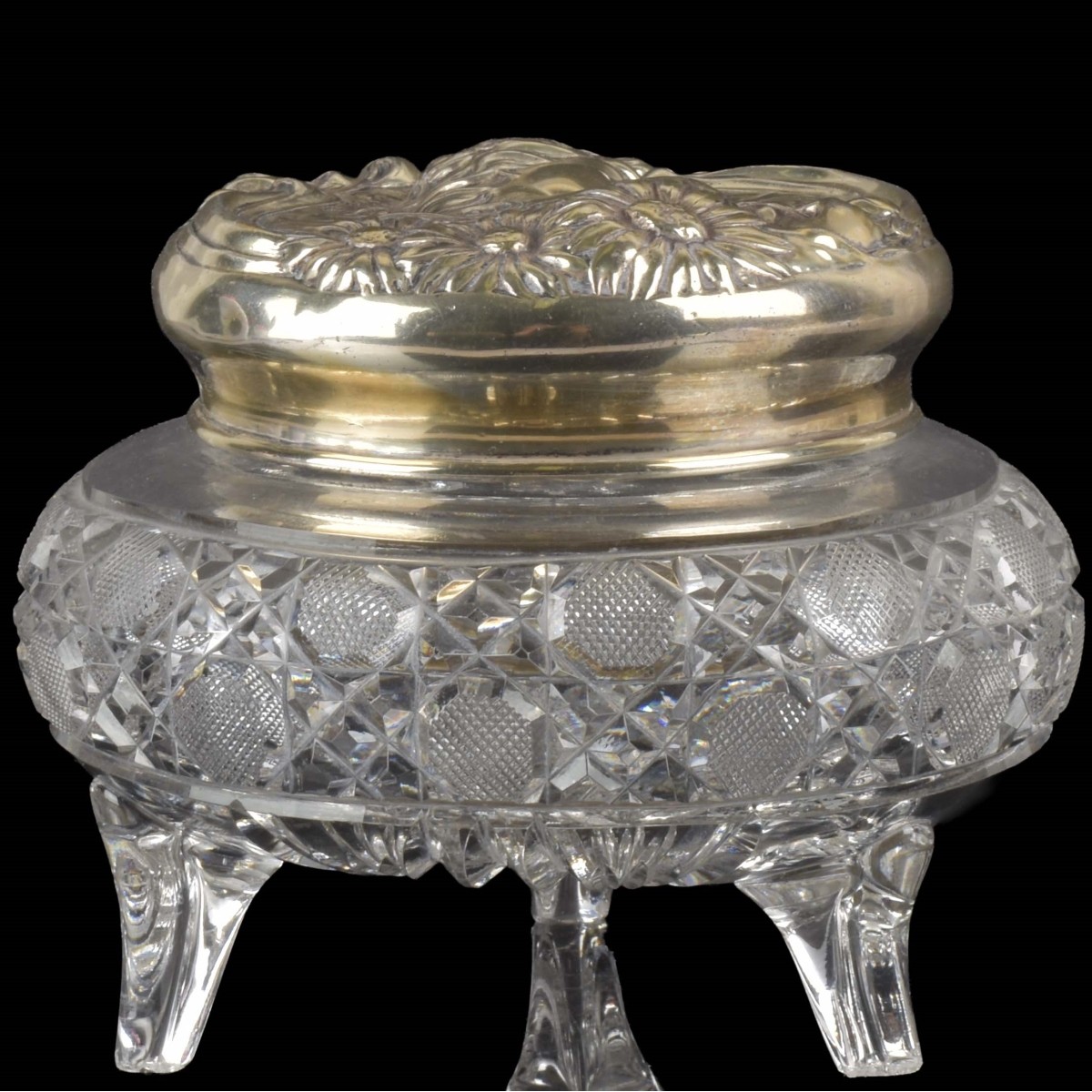 Cut Glass and Sterling Dresser Jar
