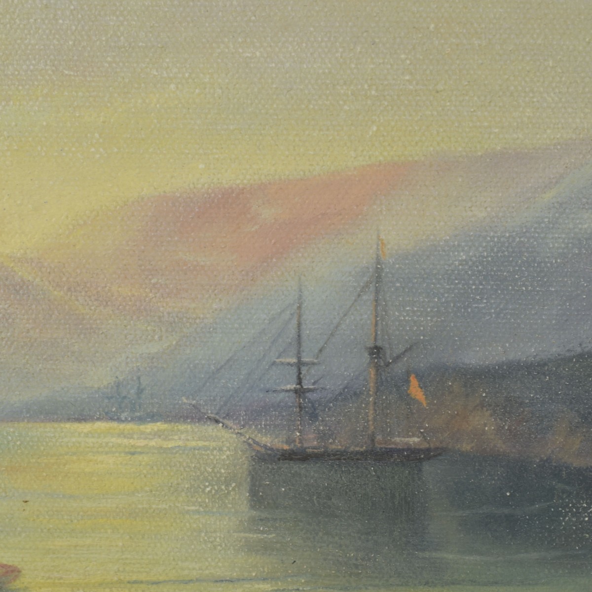 O/C Mountain Seascape with Sail Ship