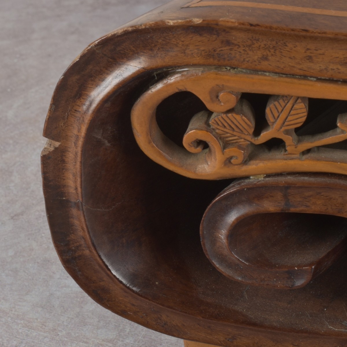 Antique Hardwood Scroll Platform