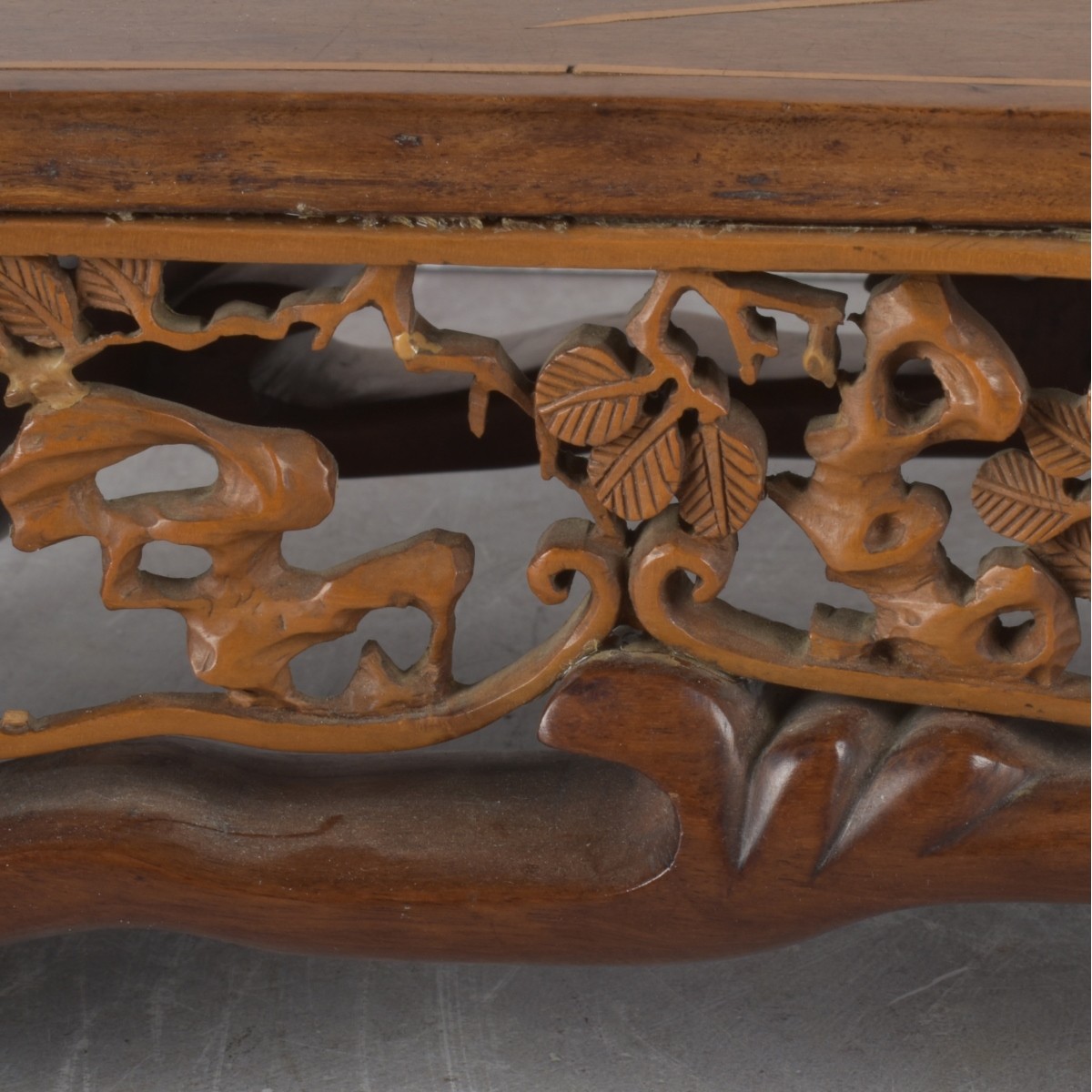 Antique Hardwood Scroll Platform