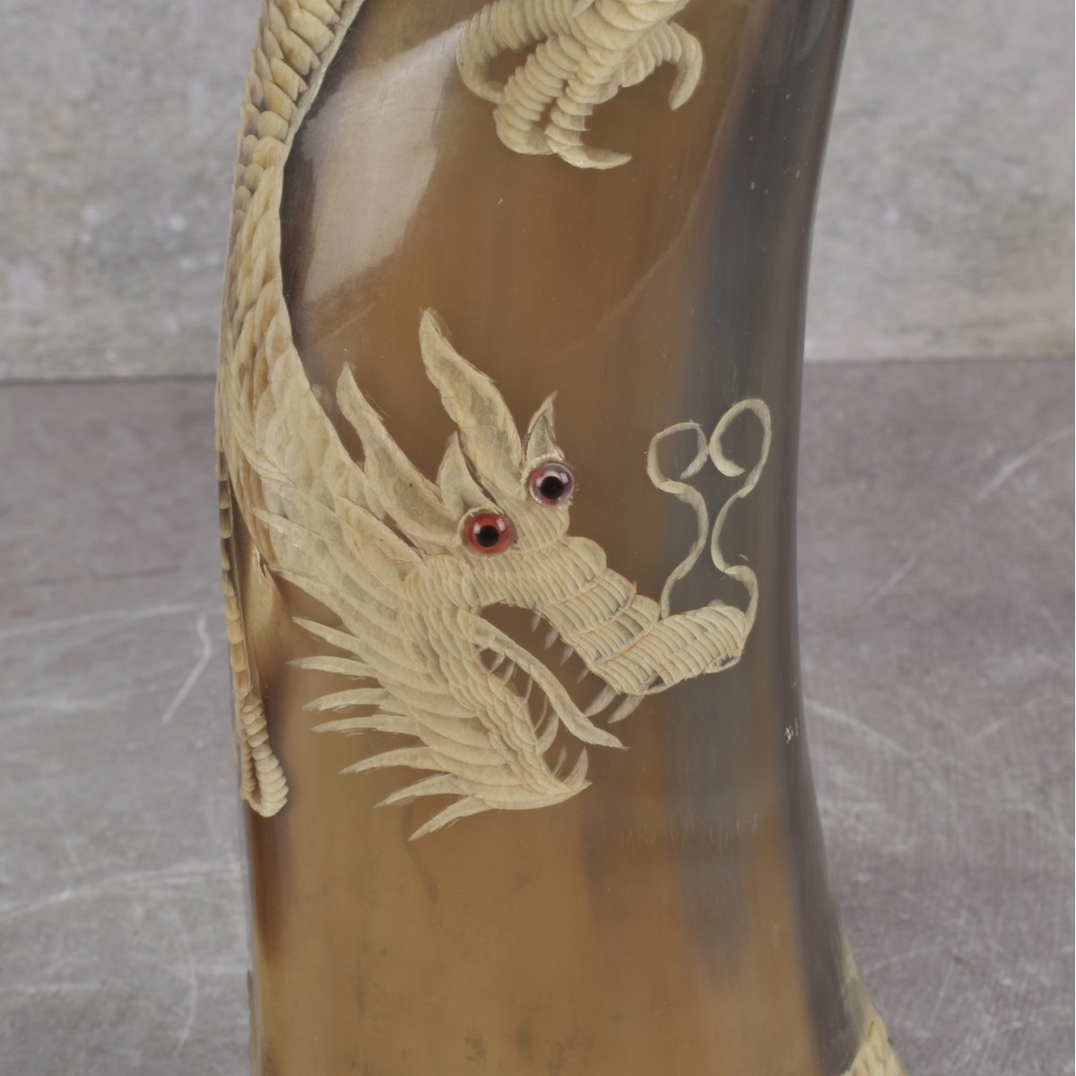 Vintage Carved Buffalo Horns