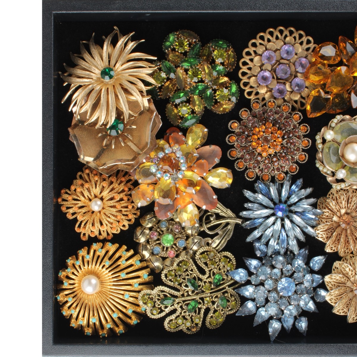 Tray Lot of Costume Pins and Clips