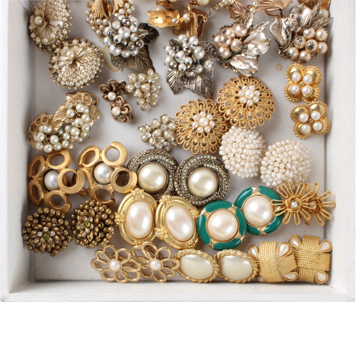 Tray Lot of Costume Earrings