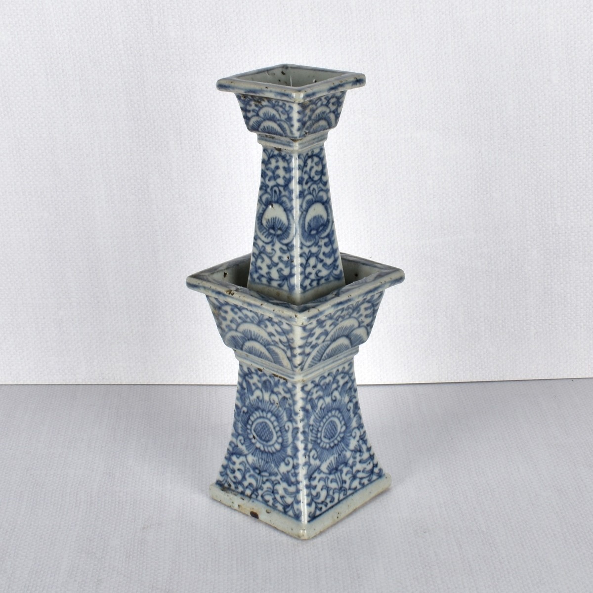Antique Chinese Blue and White Candlestick