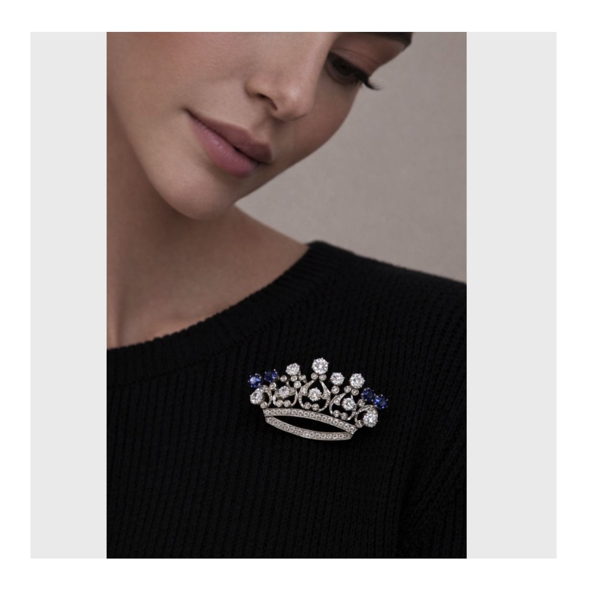 Diamond, Sapphire, Plat and 18K Brooch