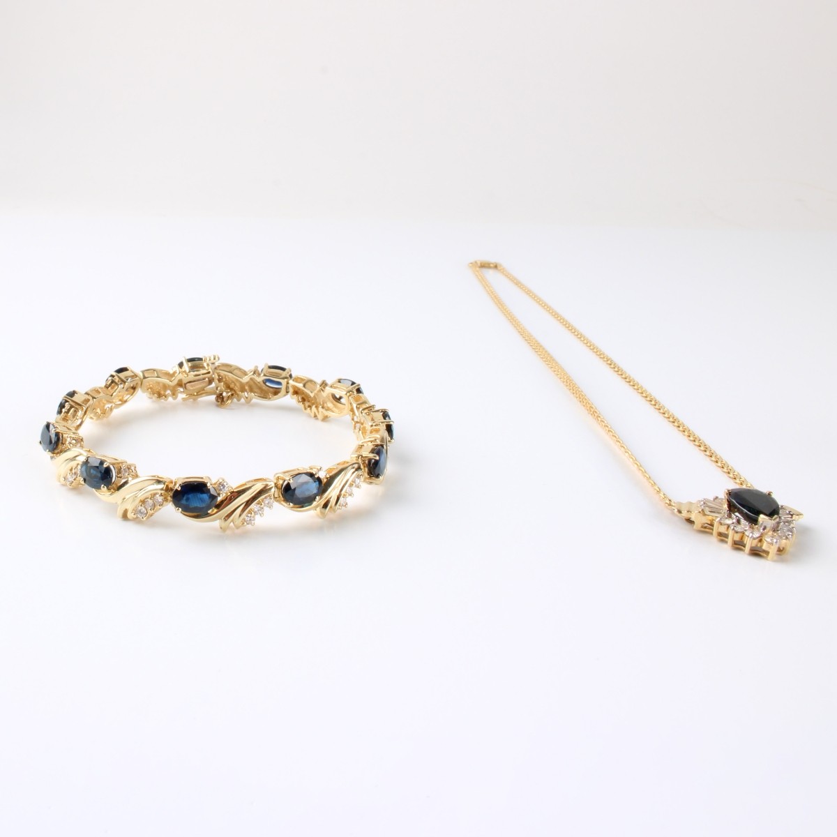 Sapphire, Diamond & 14K Jewelry Suite