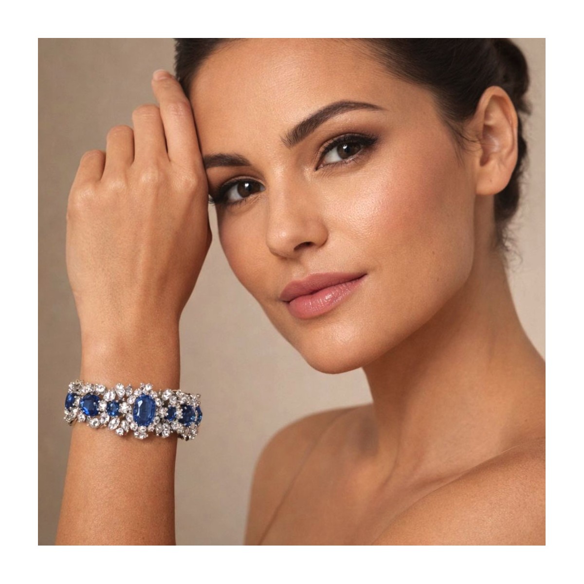 Sapphire, Diamond and Platinum Bracelet