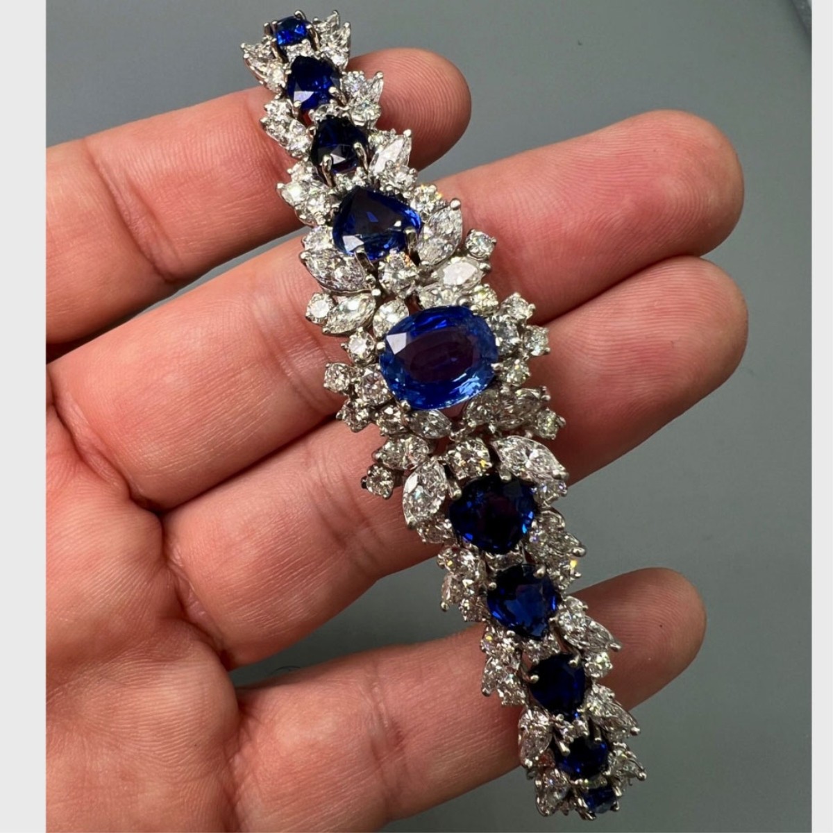Sapphire, Diamond and Platinum Bracelet