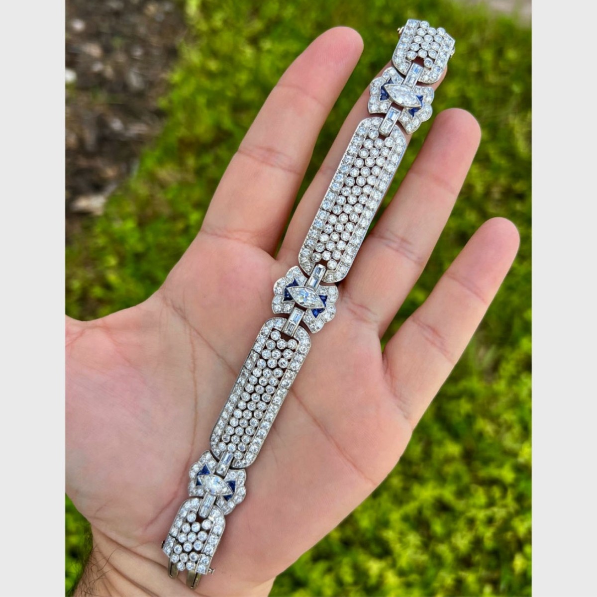 Deco Diamond, Sapphire and Plat Bracelet