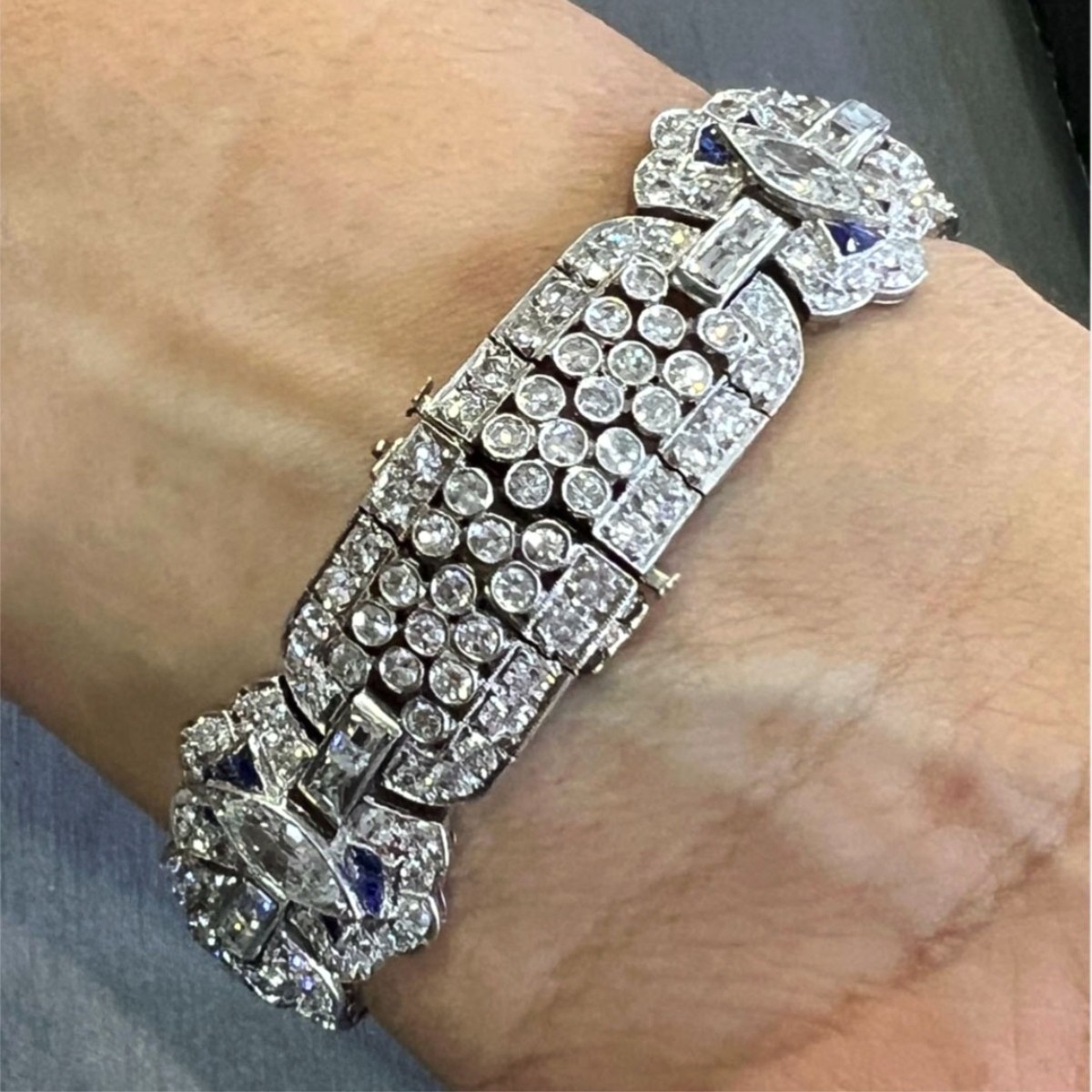 Deco Diamond, Sapphire and Plat Bracelet