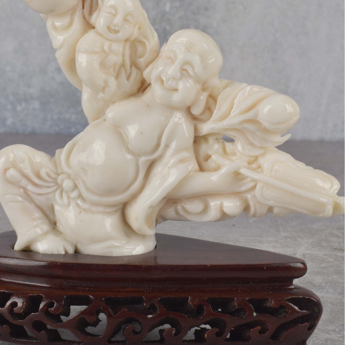 Antique White Coral Carving of a Hoti