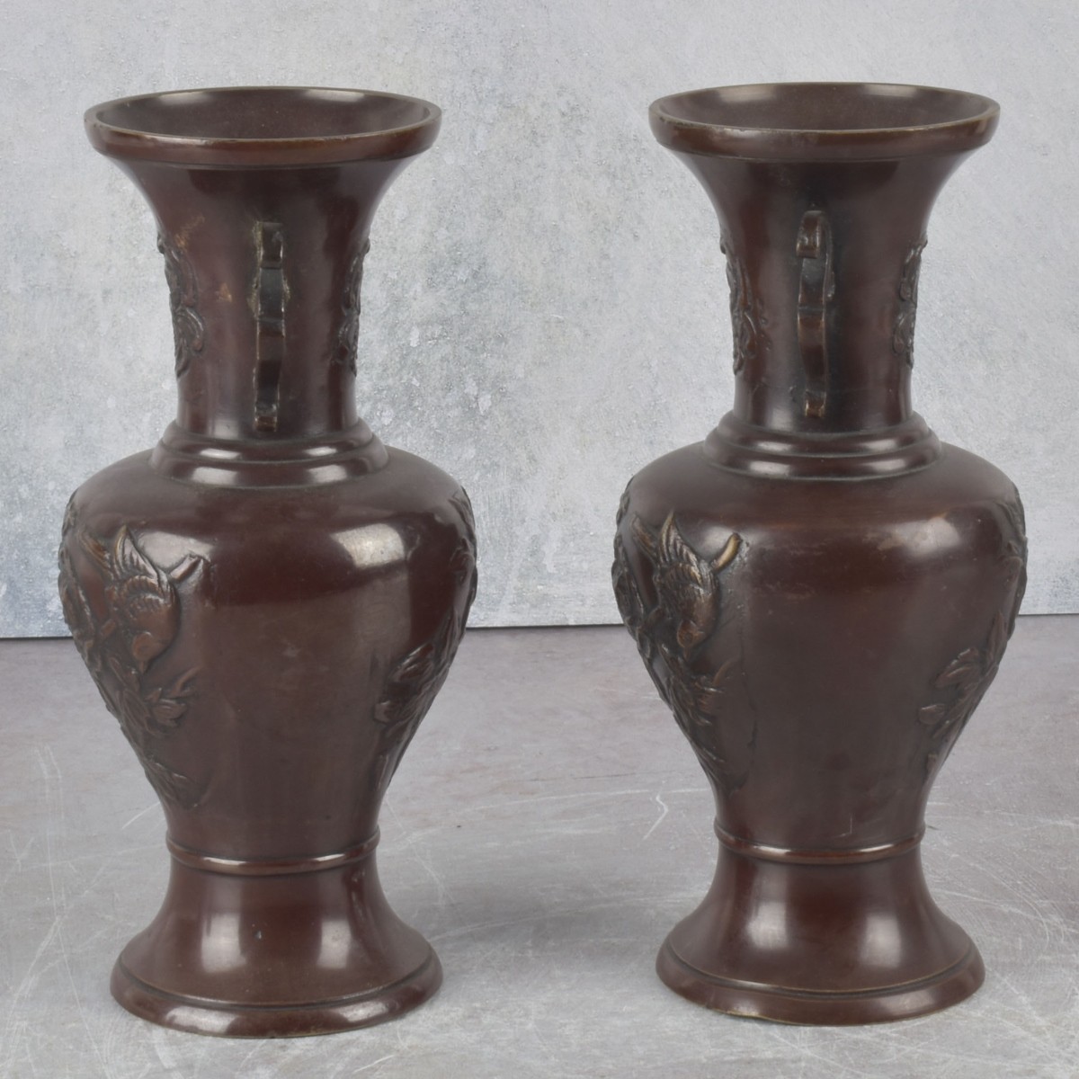 Pair of Japanese Bronze Vases