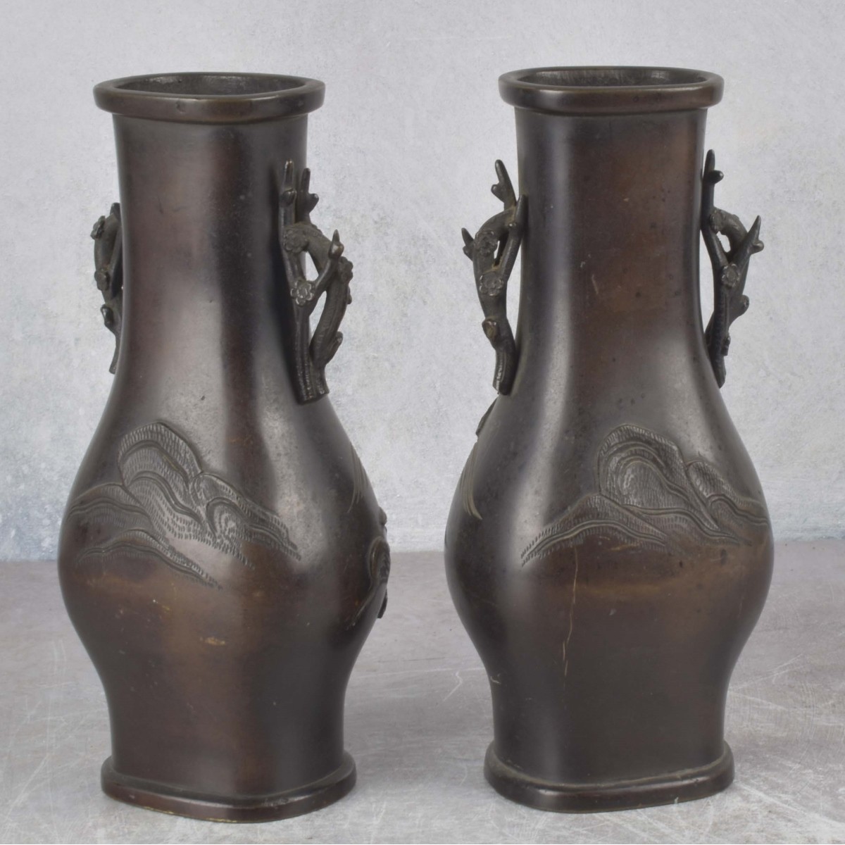 Antique Japanese Bronze Vases