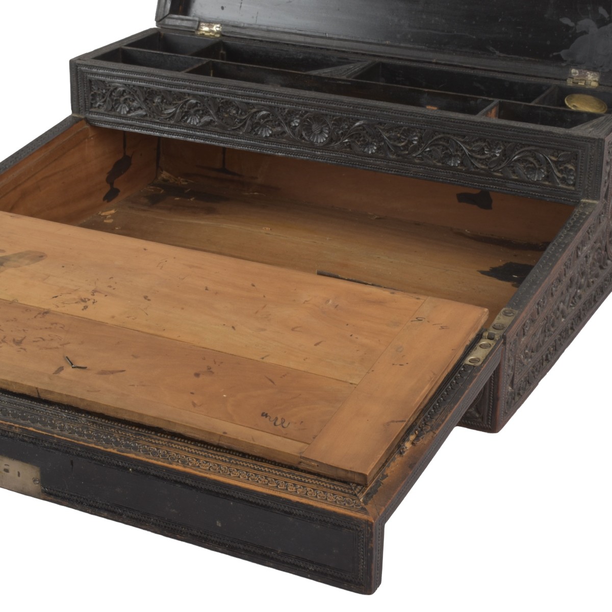 Anglo-Indian Carved Wood Lap Desk