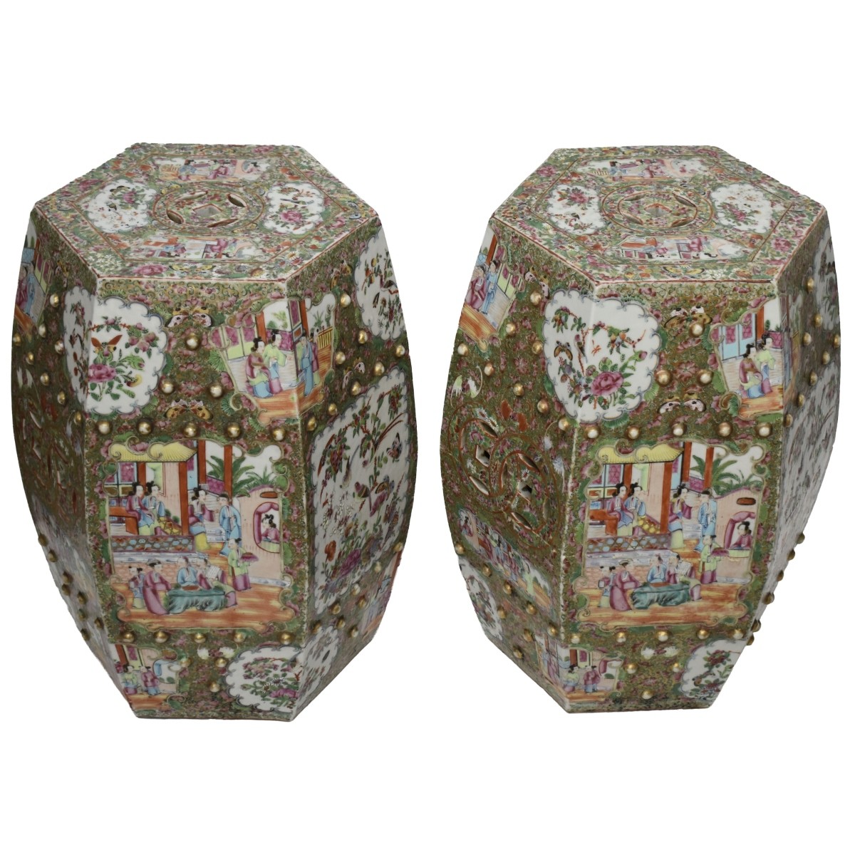 Chinese Rose Medallion Stools