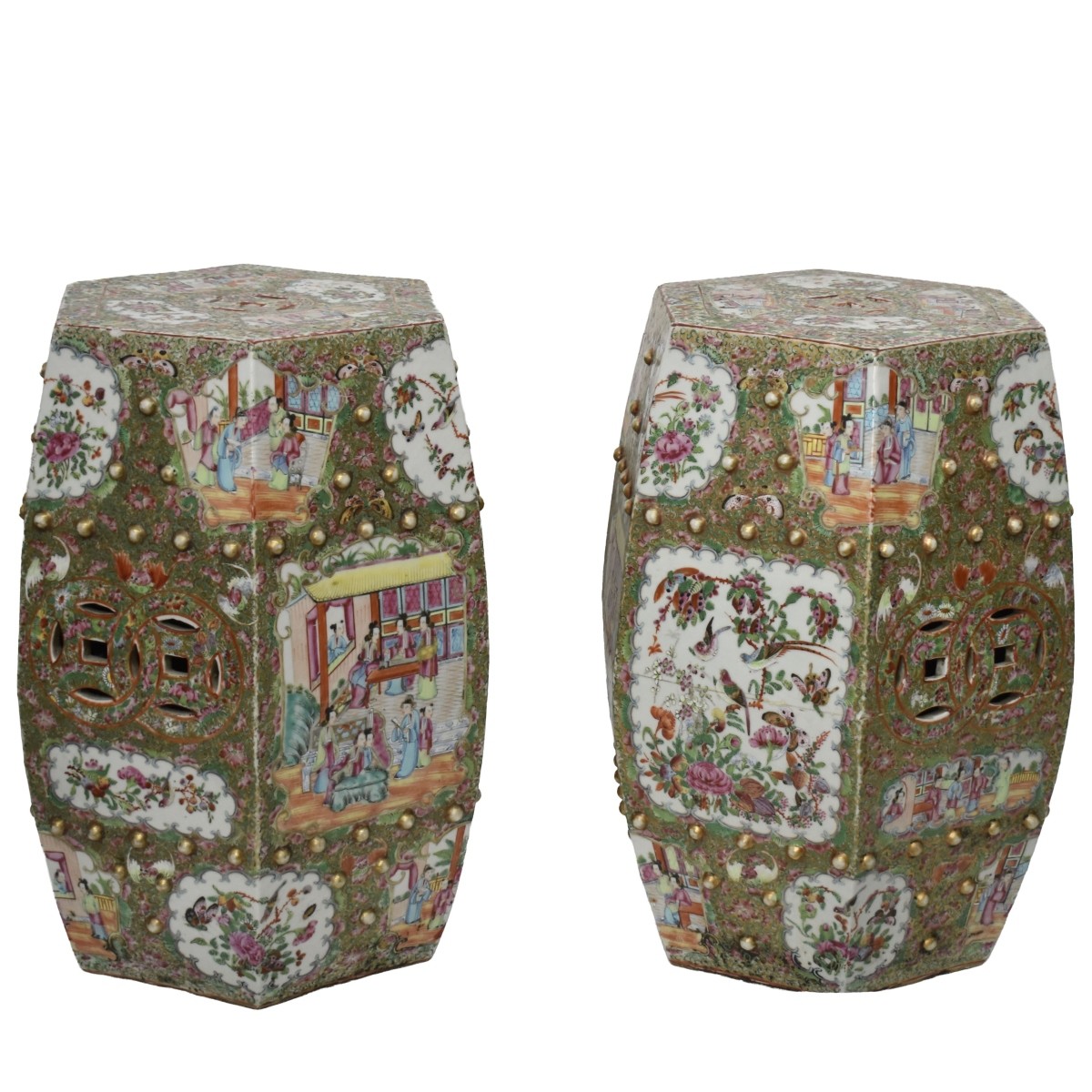Chinese Rose Medallion Stools