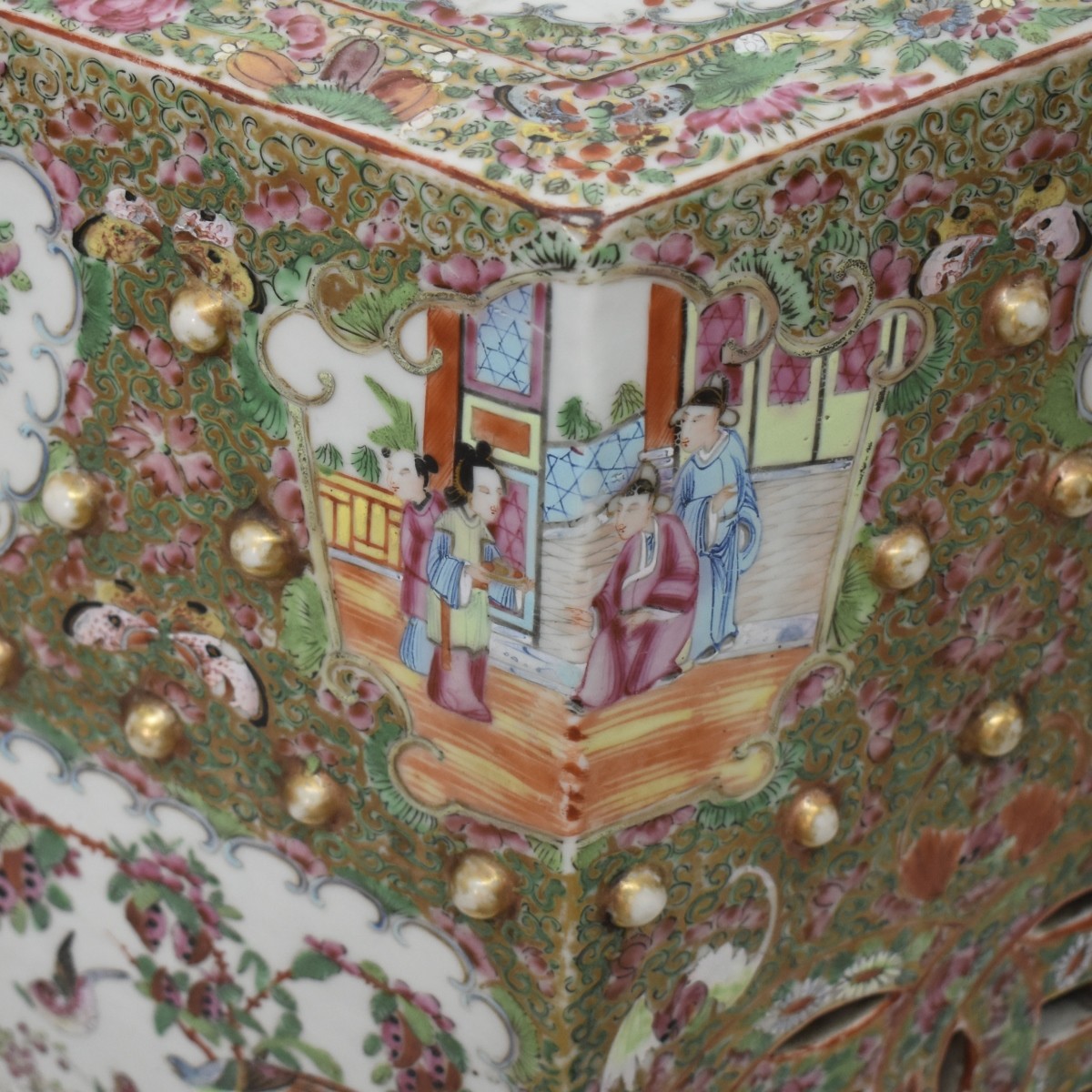Chinese Rose Medallion Stools