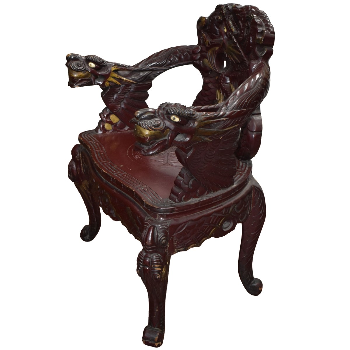 Carved Chinese Dragon Arm Chair