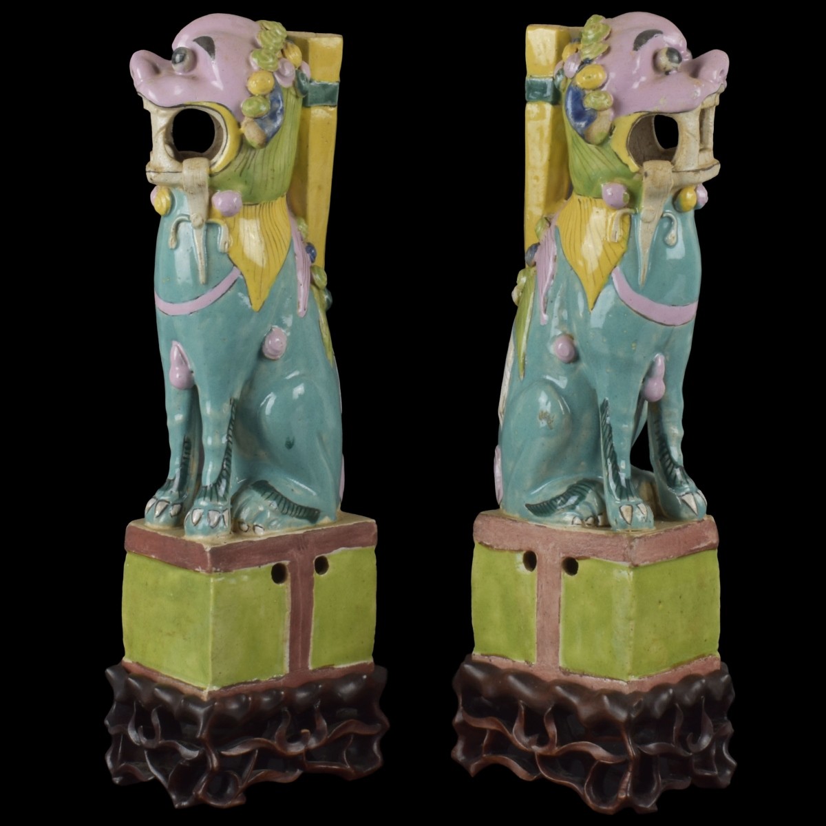 Chinese Glazed Porcelain Foo Dogs