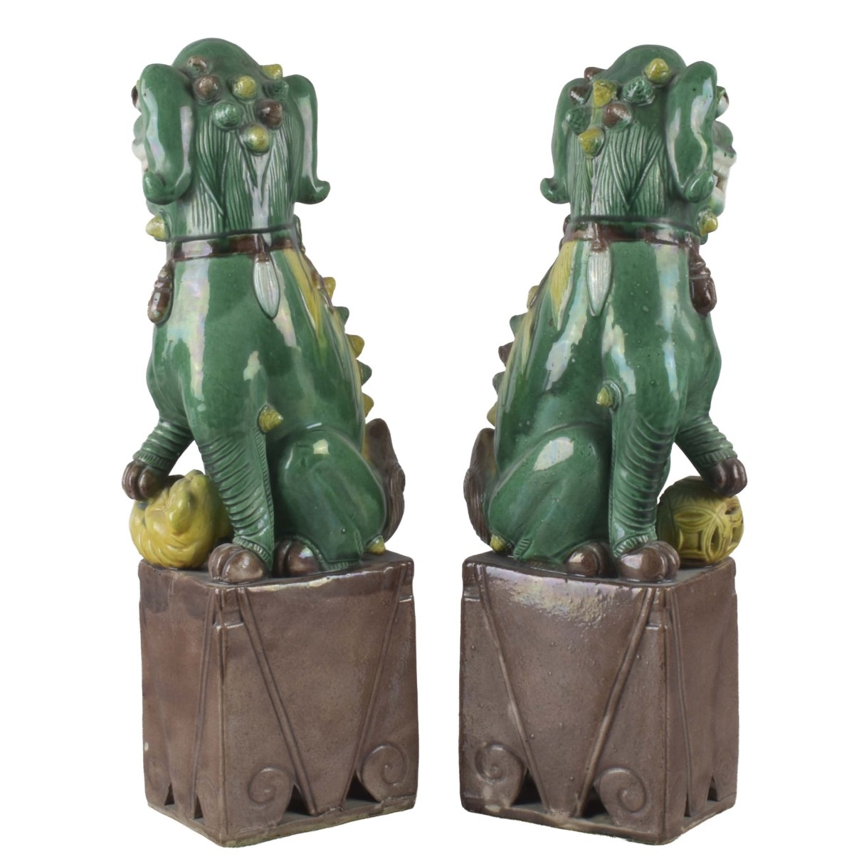 Chinese Glazed Porcelain Foo Dogs