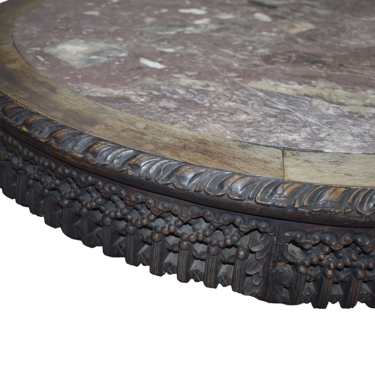 Antique Wood and Marble Table