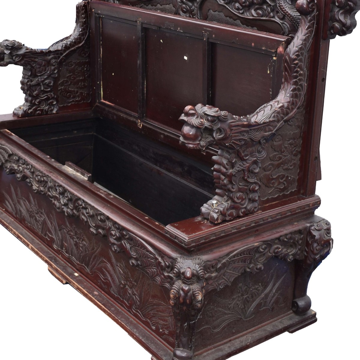 Antique Carved Chinese Bench