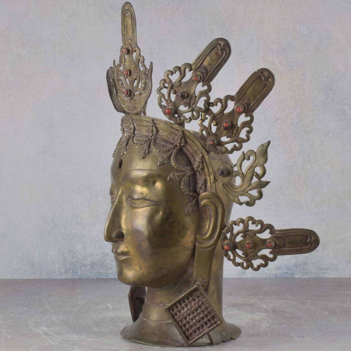 Vintage Brass Tibetan Head Bust