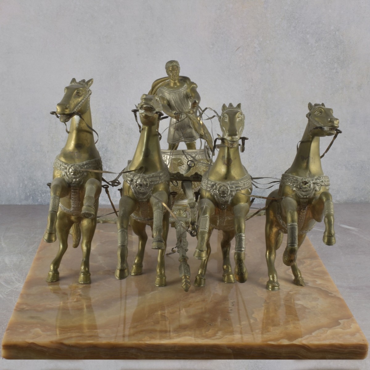 Vintage Bronze Roman Chariot Race