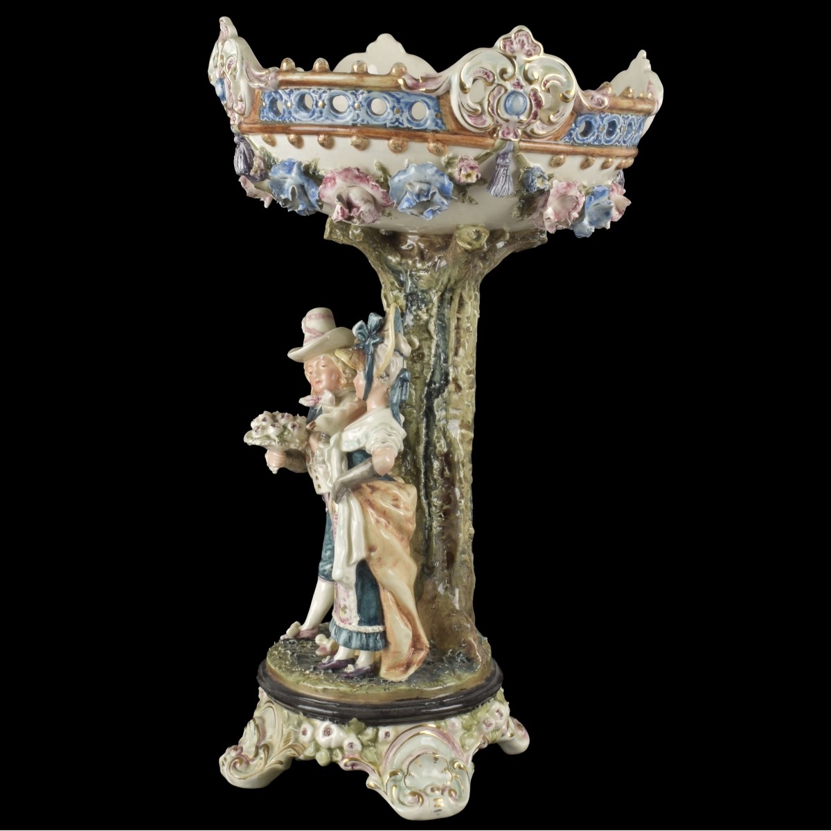 Porcelain Figural Footed Compote