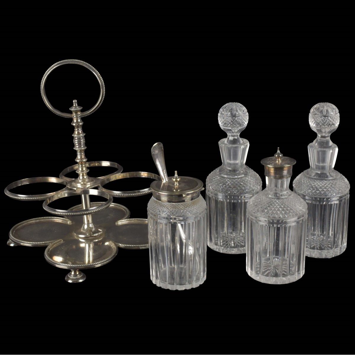 Silver Plated Beaded Cruet Set
