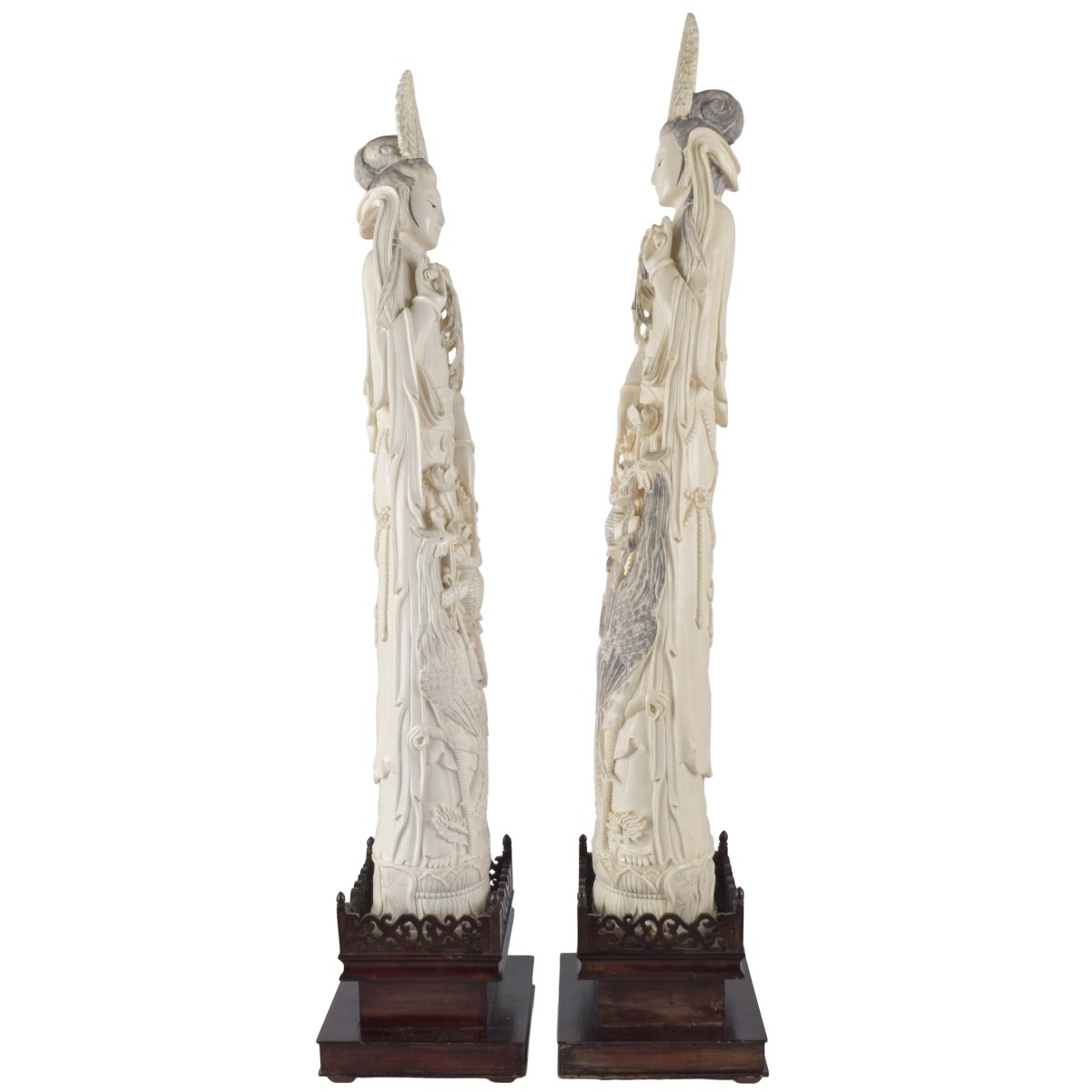 Antique Pair of Chinese Guanyins