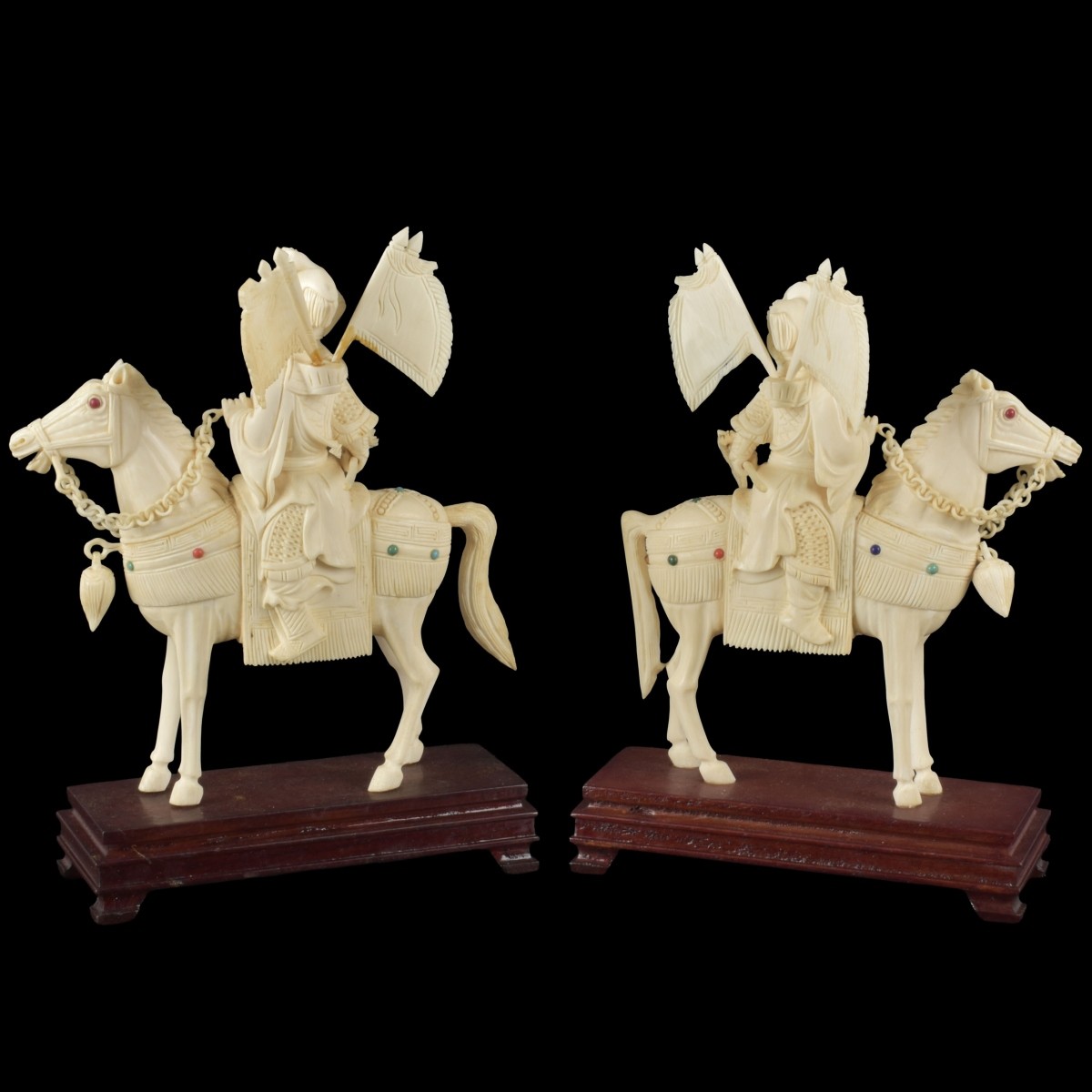 Pair of Carved Samurai