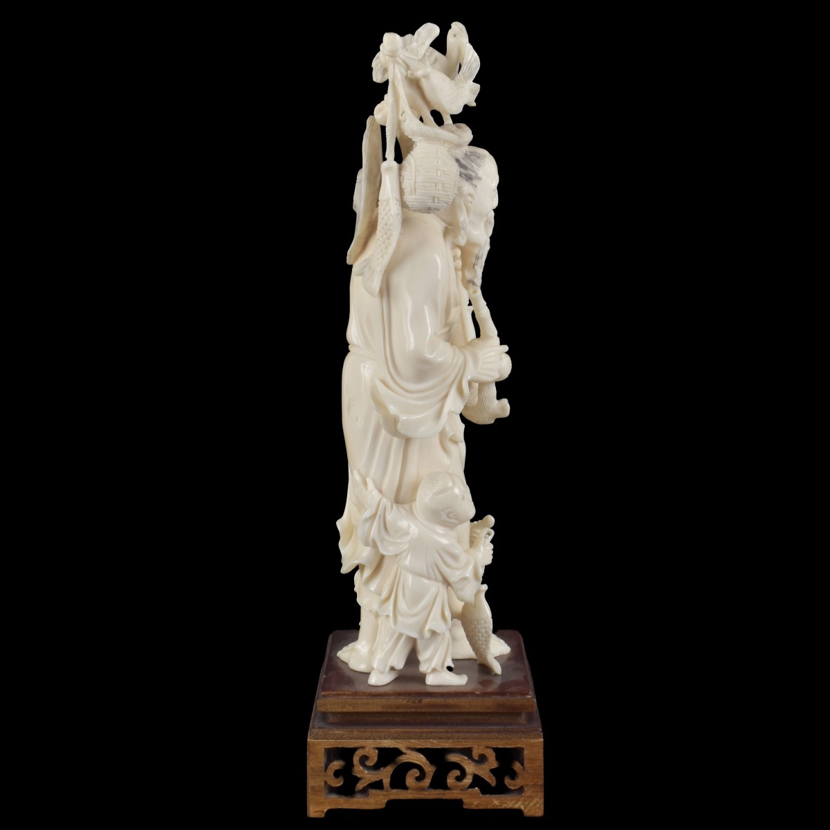 Vintage Carved Chinese Fisherman