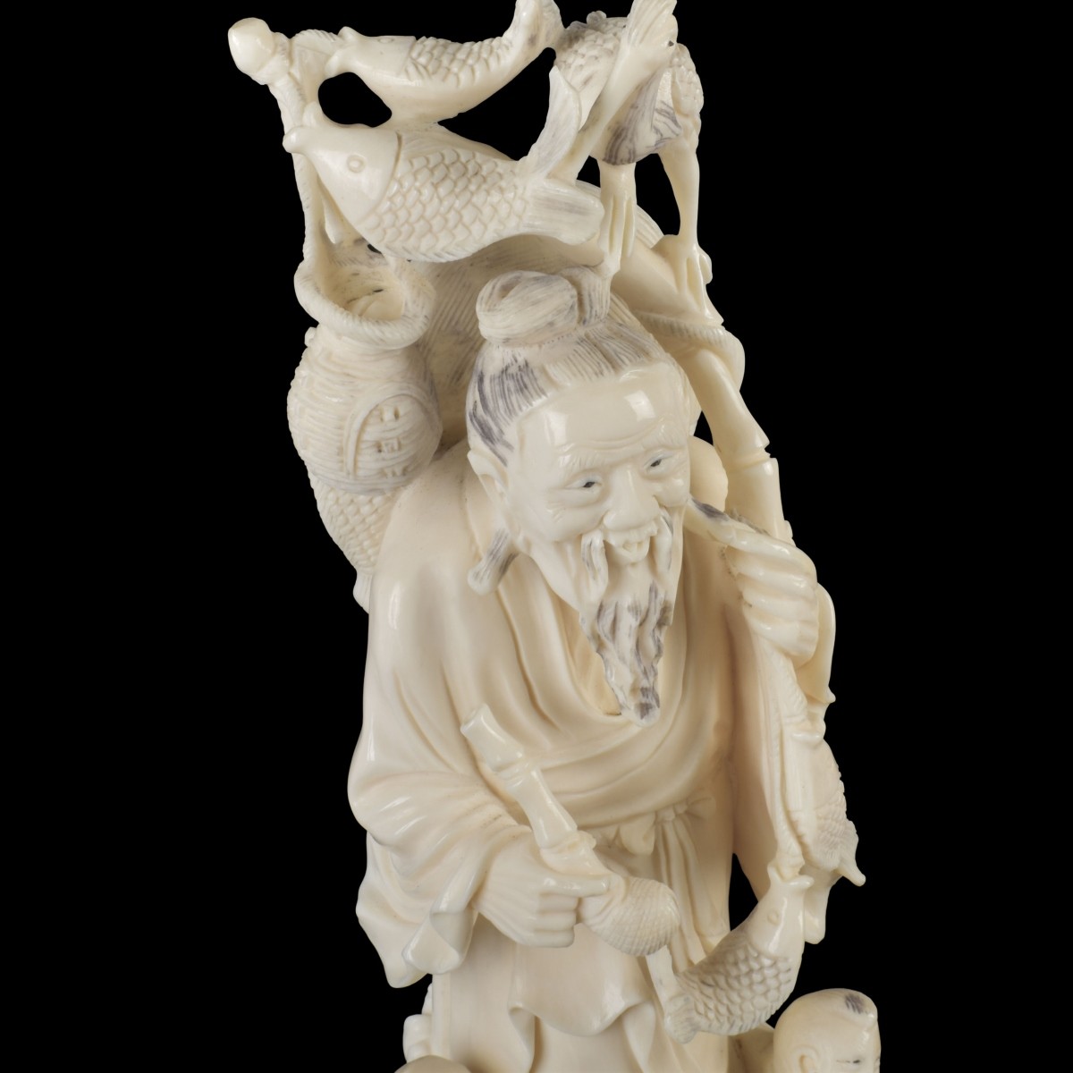 Vintage Carved Chinese Fisherman