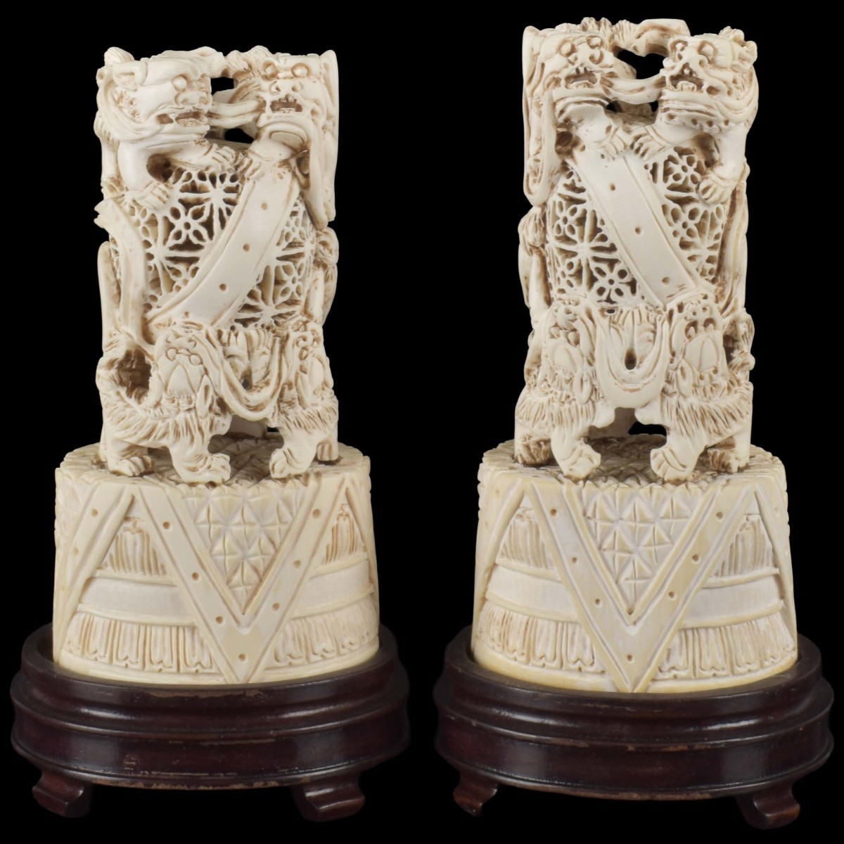 Antique Carved Chinese Foo Dogs