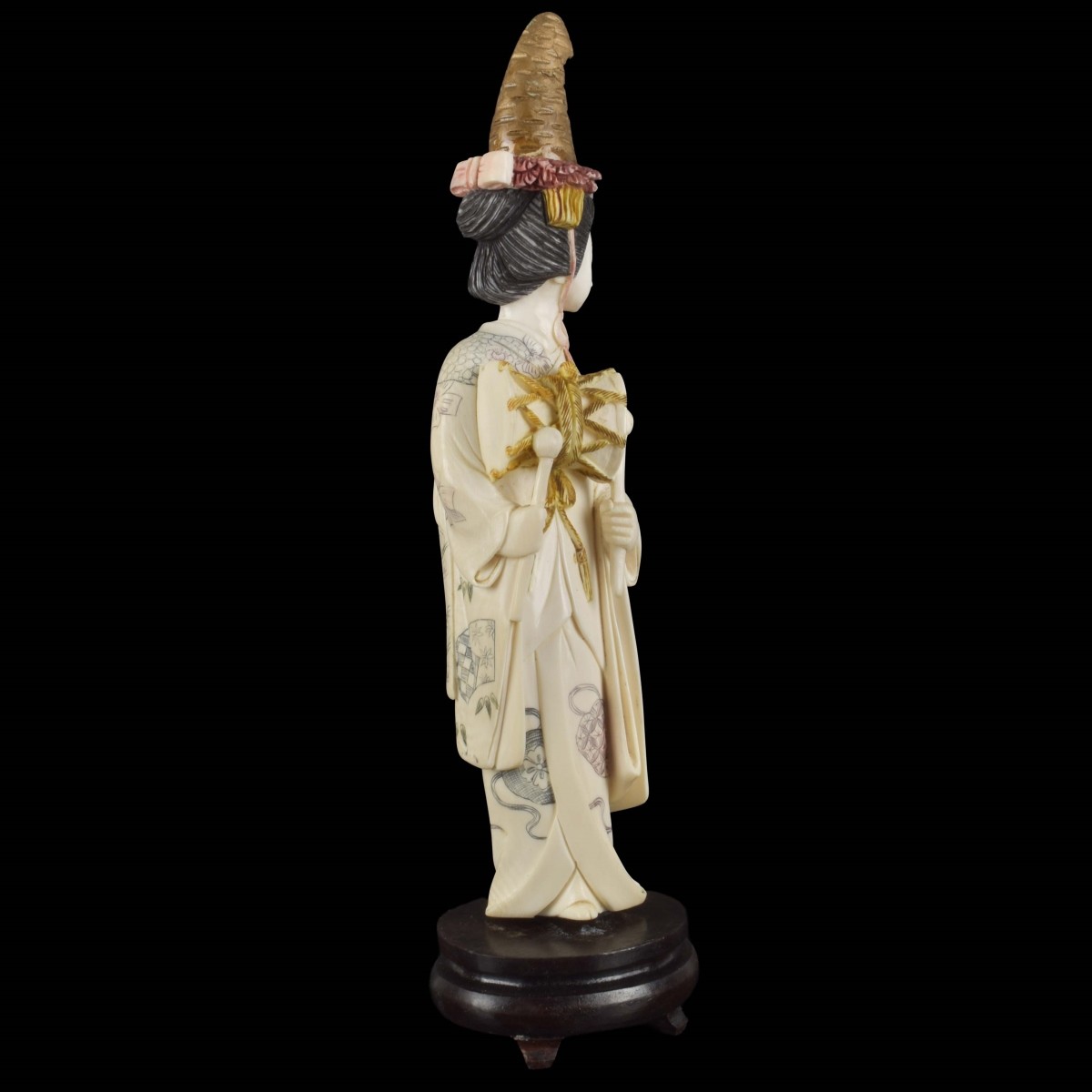 Carved Japanese Sculpture of a Musician