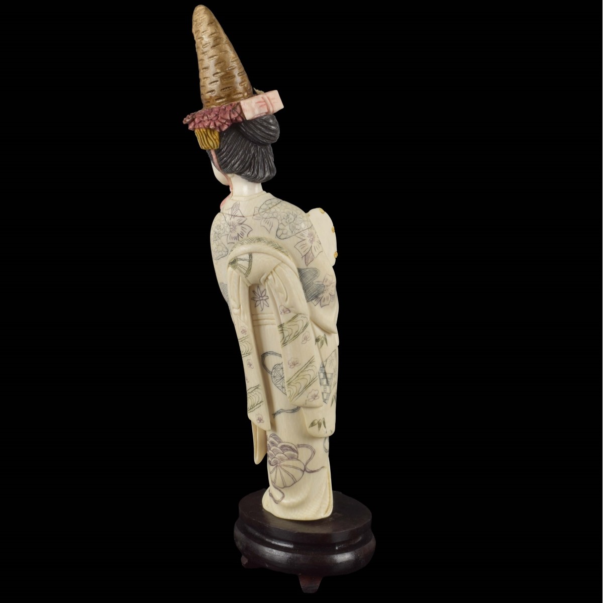 Carved Japanese Sculpture of a Musician