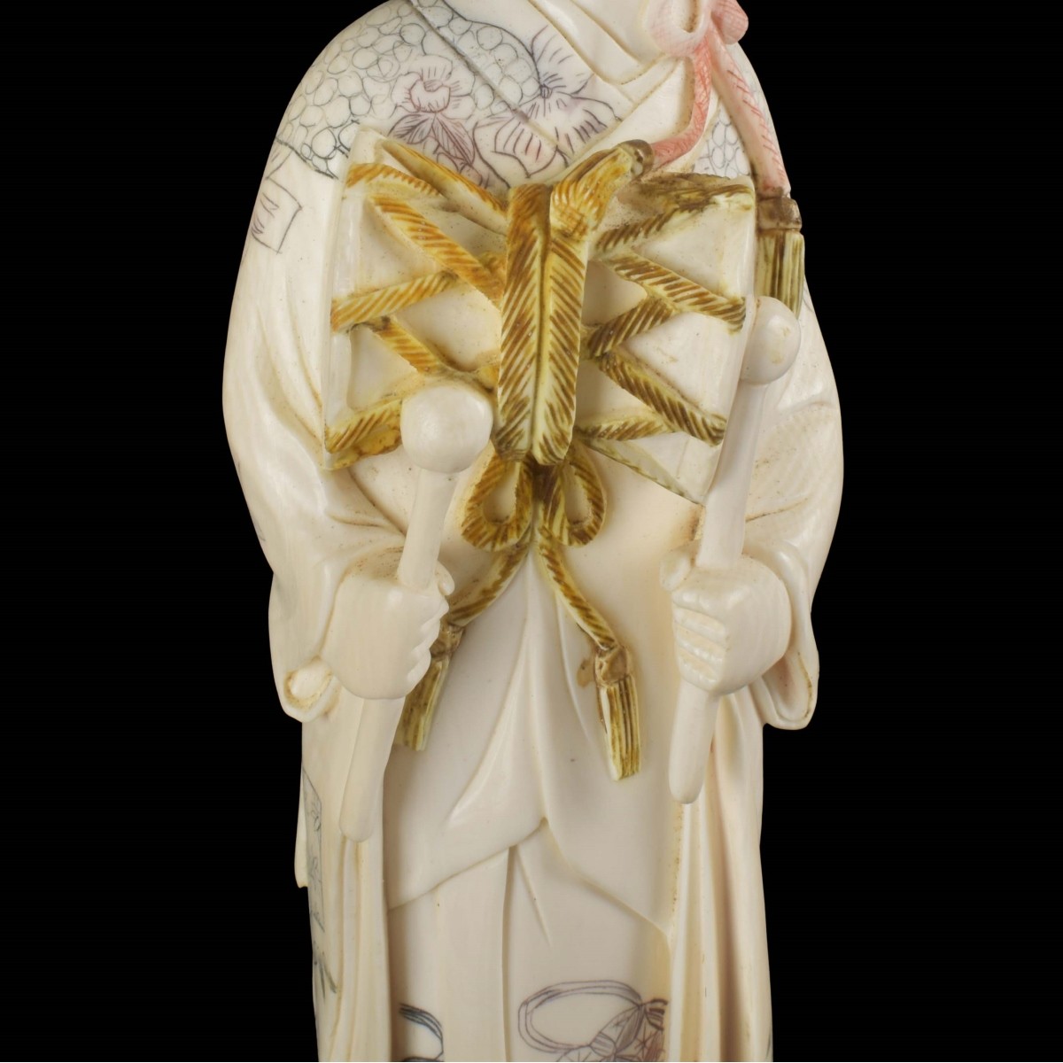 Carved Japanese Sculpture of a Musician