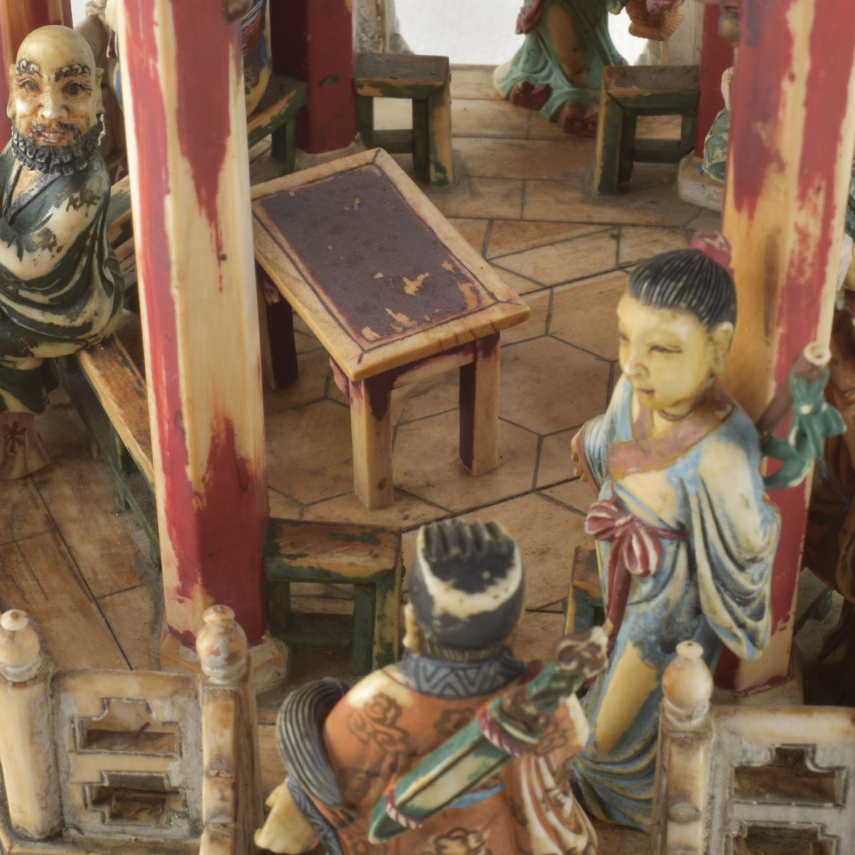 Carved Chinese Pagoda and Figures