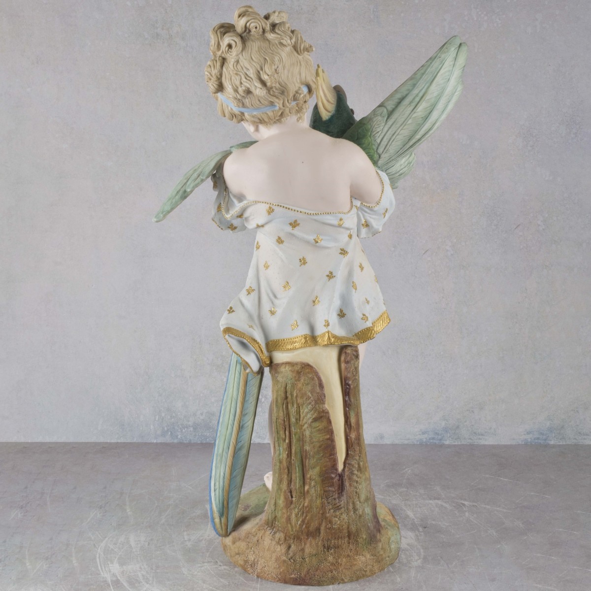 French Porcelain Girl with Parrot Group