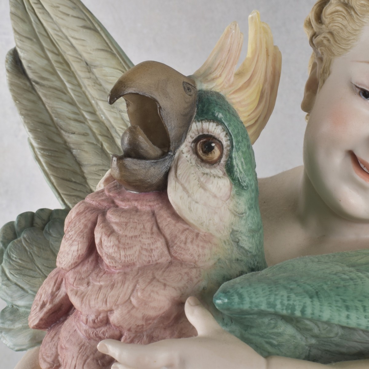 French Porcelain Girl with Parrot Group